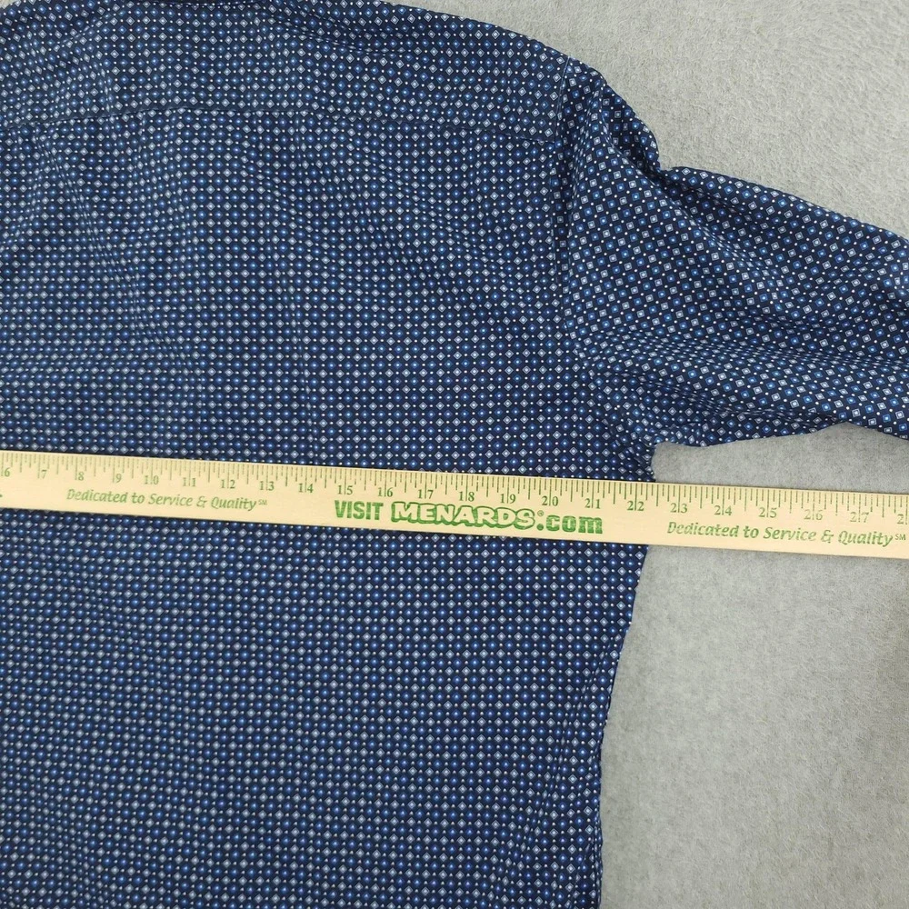 Banana Republic Dress Shirt Mens Large Blue Geometric Slim Fit Non Iron Cotton